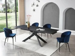 Outlet Mesa extensible - Cerámica, vidrio templado y metal - Efecto mármol - COREMA Mesa Extensible