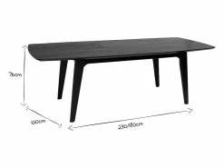 Discount Miliboo Mesa extensible con extensiones integradas rectangular de madera negra de roble L180-230 cm FIFTIES Negro