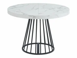 Best Mesa extensible de 2 a 12 cubiertos de MDF y acero - Efecto mármol blanco y negro - FIRELA Mesa Extensible|Mesa De Comedor