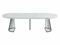 Best Mesa extensible de 2 a 12 cubiertos de MDF y acero - Efecto mármol blanco y negro - FIRELA Mesa Extensible|Mesa De Comedor