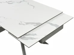 Maison Céphy Mesa extensible de cerámica y metal - Mármol blanco y antracita - COREMA de MORABITO
