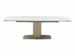 Vente-unique Mesa extensible de cerámica y metal -efecto mármol blanco - CARIOULA de MORABITO
