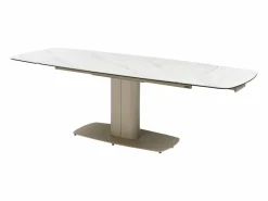Vente-unique Mesa extensible de cerámica y metal -efecto mármol blanco - CARIOULA de MORABITO