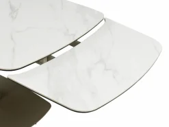 Vente-unique Mesa extensible de cerámica y metal -efecto mármol blanco - CARIOULA de MORABITO