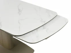 Vente-unique Mesa extensible de cerámica y metal -efecto mármol blanco - CARIOULA de MORABITO