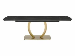 Online Mesa extensible de comedor en cerámica y metal dorado - Efecto mármol negro - OLIFIA Mesa Extensible|Mesa De Comedor