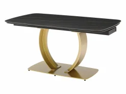 Online Mesa extensible de comedor en cerámica y metal dorado - Efecto mármol negro - OLIFIA Mesa Extensible|Mesa De Comedor