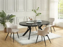 Outlet Vente-unique Mesa extensible de comedor 4 a 8 comensales de MDF y acero - Color: - KOMONI Negro