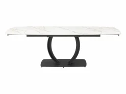 Outlet Maison Céphy Mesa extensible de comedor en cerámica y metal negro - Efecto mármol blanco - OLIFIA Negro / Blanco