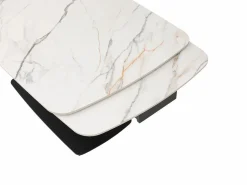 Outlet Maison Céphy Mesa extensible de comedor en cerámica y metal negro - Efecto mármol blanco - OLIFIA Negro / Blanco