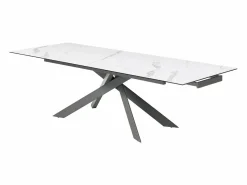 New Mesa extensible en cerámica y vidrio templado - Efecto mármol blanco y antracita - COREMA Mesa Extensible