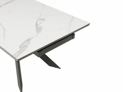 New Mesa extensible en cerámica y vidrio templado - Efecto mármol blanco y antracita - COREMA Mesa Extensible