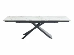 Discount Mesa extensible en cerámica, cristal templado y metal - Efecto mármol blanco y negro - LUMIEL Mesa Extensible|Mesa De Comedor