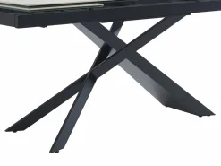 Discount Mesa extensible en cerámica, cristal templado y metal - Efecto mármol blanco y negro - LUMIEL Mesa Extensible|Mesa De Comedor