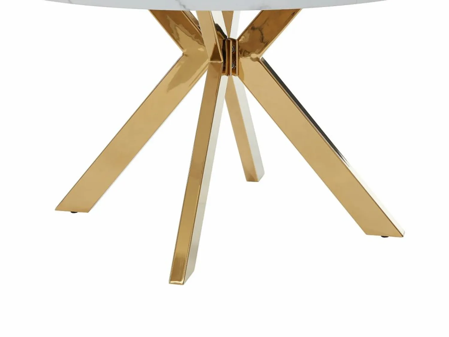 Vente-unique Mesa extensible para 4 a 8 personas de MDF y acero - Efecto mármol blanco y Dorado - KOMONI