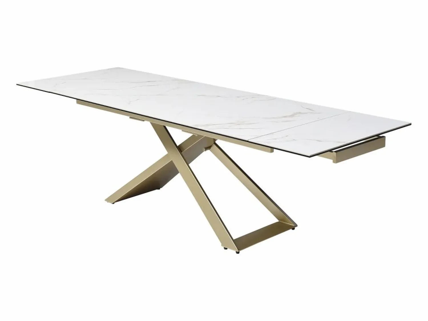 Online Mesa extensible para 6-10 cubiertos en cerámica y vidrio templado - Efecto mármol - XERENA Mesa Extensible