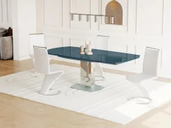 Vente-unique Mesa extensible TALICIA - Cristal templado y metal -