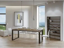 ITAMOBY Mesa extensible 140/400x90 cm Tecno nogal patas antracita