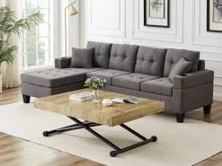 Hot Vente-unique Mesa extensible y elevable 2 en 1 de MDF y acero - Natural y negro - MORIALA Negro / Color natural claro