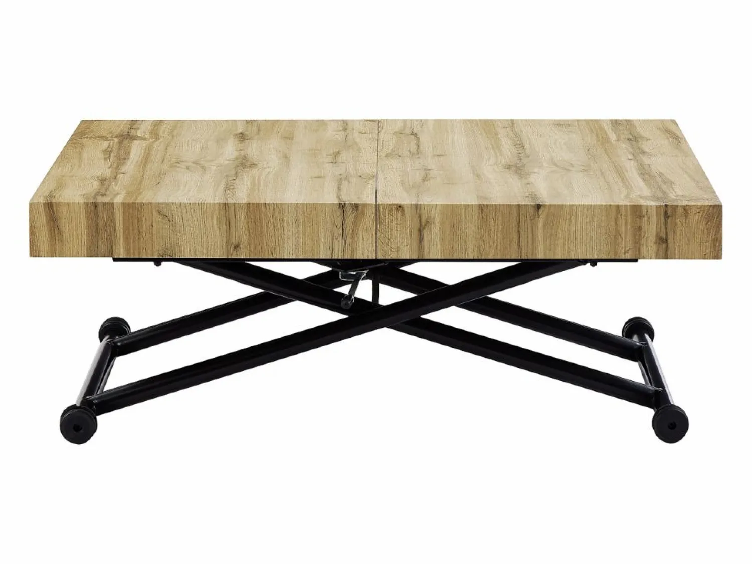 Hot Vente-unique Mesa extensible y elevable 2 en 1 de MDF y acero - Natural y negro - MORIALA Negro / Color natural claro