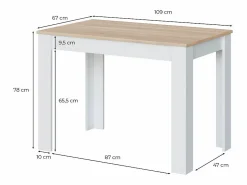 New Loungitude Mesa Fija Cocina Cloe Auxiliar Roble/Blanco 78x109x67 cm Color natural claro / Blanco