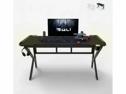 New Mesa gamer ergonómica con LED de carbono para auriculares y bebidas 160x60cm Sportbot LED 160 - Mesa Gaming