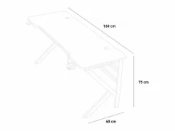 New Mesa gamer ergonómica con LED de carbono para auriculares y bebidas 160x60cm Sportbot LED 160 - Mesa Gaming