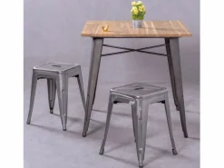 Nest Dream Mesa industrial de acero envejecido y madera clara - Bistro - Antique