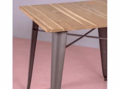 Nest Dream Mesa industrial de acero envejecido y madera clara - Bistro - Antique