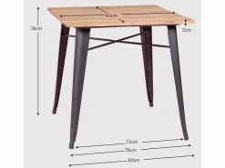 Nest Dream Mesa industrial de acero envejecido y madera oscura - Bistro - Antique Gris antracita