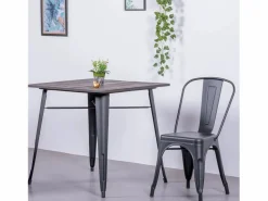 Sale Mesa industrial en acero y madera oscura - Bistro - Escritorio Secreter