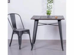 Sale Mesa industrial en acero y madera oscura - Bistro - Escritorio Secreter