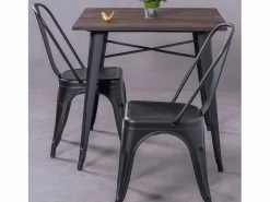 Sale Mesa industrial en acero y madera oscura - Bistro - Escritorio Secreter