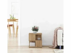Outlet Mesa lateral Roble artisan 40 x 40 x 40 cm Madera contrachapada Mesa Auxiliar