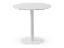 Mesa melamina blanca 80 diametro, pie central metálico