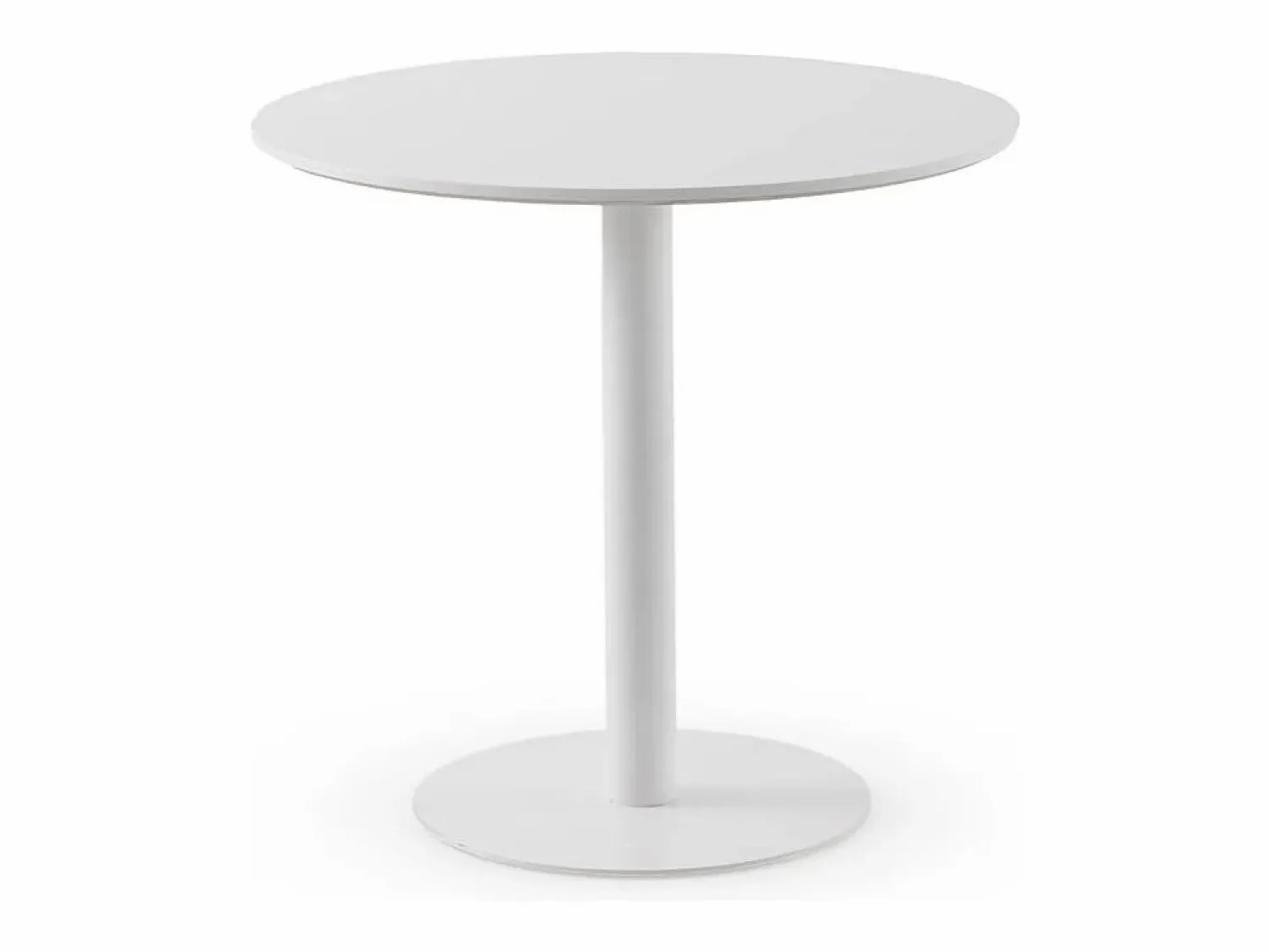Mesa melamina blanca 80 diametro, pie central metálico