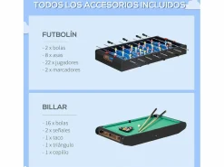 Homcom Mesa multijuegos infantil 6 en 1 +7 años 79x120x88 cm