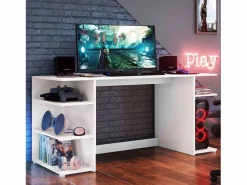 Online Mesa Ordenador Tow 5H Oficina, Contemporáneo , 3 Estantes y Torre Blanco