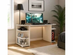 Online Mesa Ordenador Tow 5H Oficina, Contemporáneo , 3 Estantes y Torre Blanco
