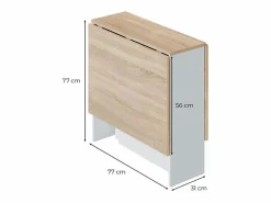 Loungitude Mesa plegable blanca y madera clara - Al.78 cm - Fly