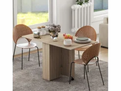 Discount Homcom Mesa plegable cocina madera natural 75x140x74 cm Marru00f3n