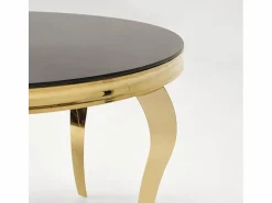 Clearance MSO Mesa redonda de 120 cm con patas doradas y tablero de cristal CANICA Negro