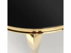 Clearance MSO Mesa redonda de 120 cm con patas doradas y tablero de cristal CANICA Negro