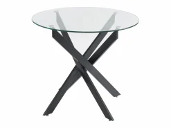 Vente-unique Mesa redonda de comedor para 2 personas de vidrio templado y metal negro - Transparente - COSIMA Transparente / Negro