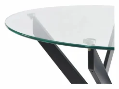 Vente-unique Mesa redonda de comedor para 2 personas de vidrio templado y metal negro - Transparente - COSIMA Transparente / Negro