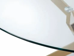 Discount Mesa redonda de comedor para 4 personas de vidrio templado y metal dorado - Transparente - COSIMA Mesa De Comedor