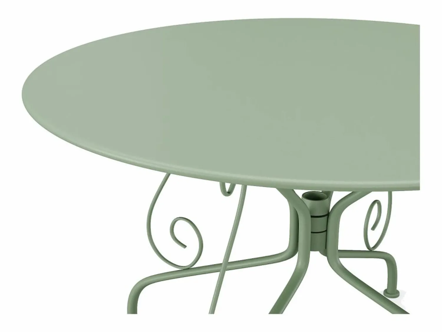 Clearance MYLIA Mesa redonda de jardín D.120 cm de metal tipo hierro forjado - - GUERMANTES de Verde almendra