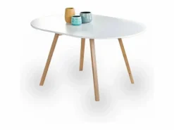 MSO Mesa redonda escandinava con extensión 102cm Storend - Juego de 4 sillas Storend (360€) Blanco