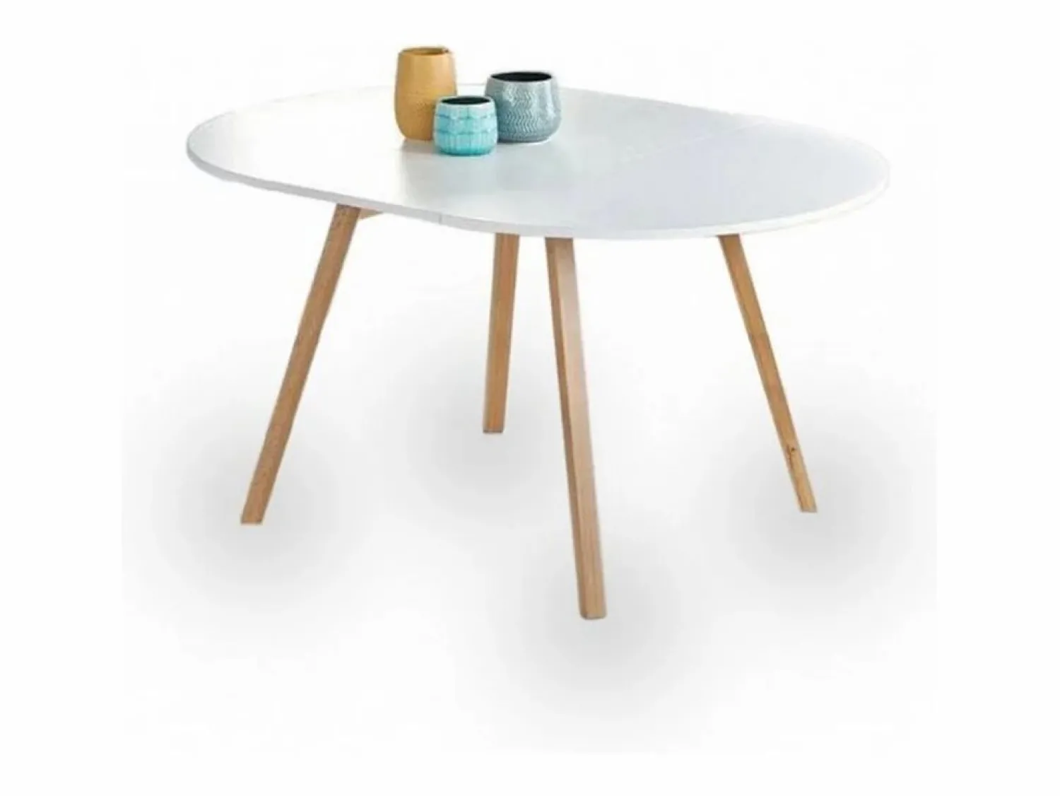 MSO Mesa redonda escandinava con extensión 102cm Storend - Juego de 4 sillas Storend (360€) Blanco