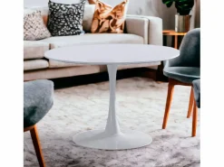 Mesa Redonda Salón Melamina Metal 110x75 cm - Mesa De Comedor